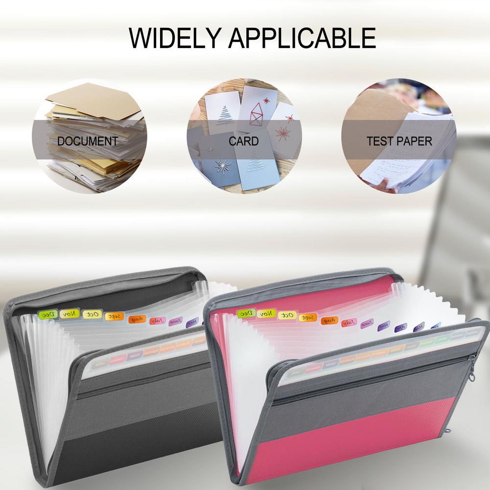 A4 휴대용 폴더 보관 가방 확장 빌 영수증 지퍼 다층 파일 정렬 주최자 사무실 폴더 제출 제품